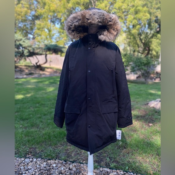 Tower By London Fog Mens Faux Fur Arctic Jacket Coat w/ Hood Black - Picture 3 of 16